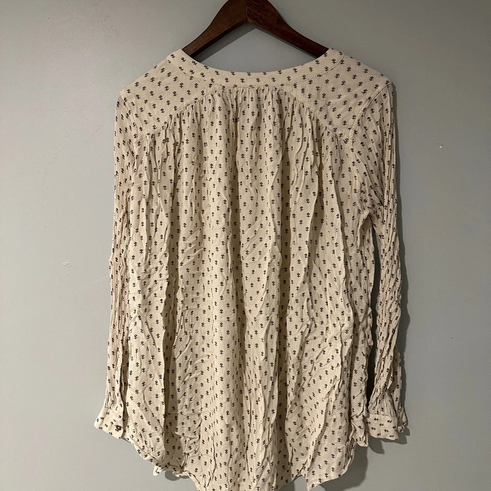 Free People Cream Patterned Blouse